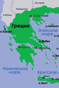 Карта Корфу с отелями и достопримечательностями на русском языке